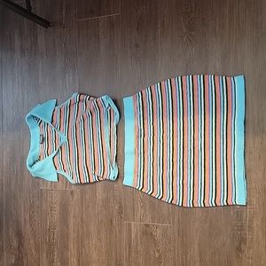 Two piece striped skirt and sleeveless shirt